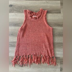 Pepin Rust Knit Fringe Tank Top | Size L- EUC